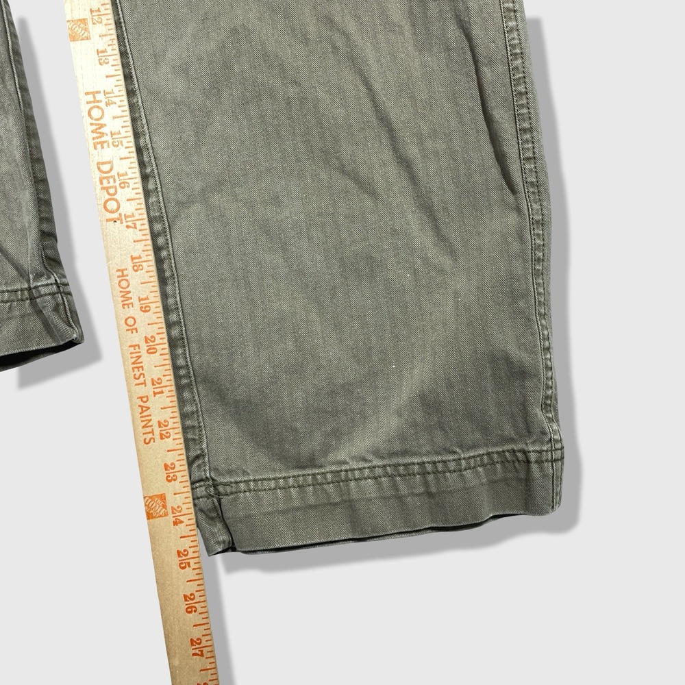 Free People Wide Leg Pants Womens 4 Green Herringbone Utility Boho - Picture 9 of 9